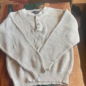 Men's Beige Buttoned Crewneck Sweater